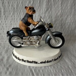 RARE VINTAGE 2002 Zelda Wisdom Bulldog on Motorcycle Figurine Westland #4775